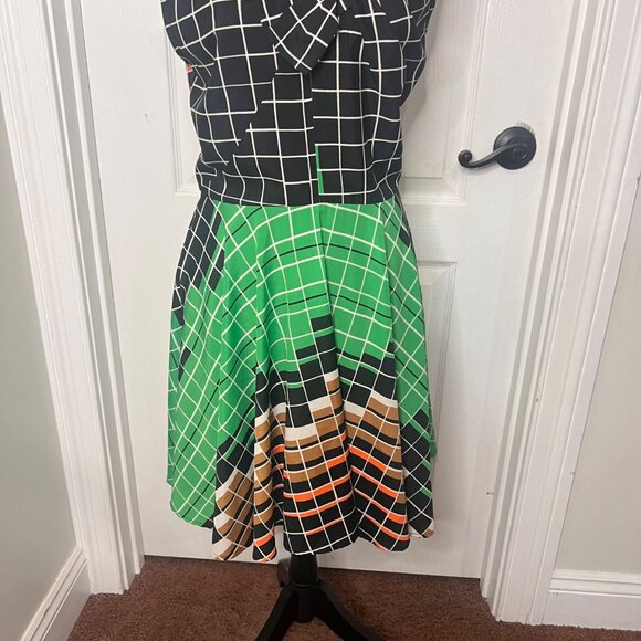 Anthropologie Eva Franco Grid Print‎ Multi-colored Dress Size Large NWT - Picture 10 of 15